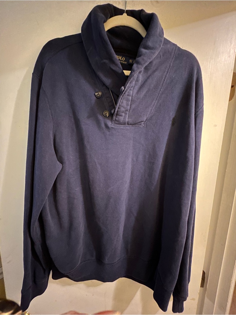 Polo Ralph Lauren Men’s Super Soft Navy Shawl Collar Sweatshirt Pullover, Sz XXL